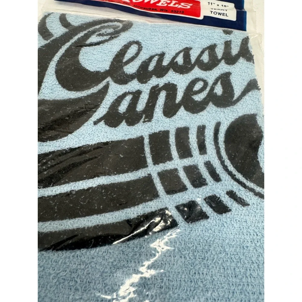Vintage Sportowels Classic Lanes Bowling Towel Blue Terry Cloth New Sealed 11x18